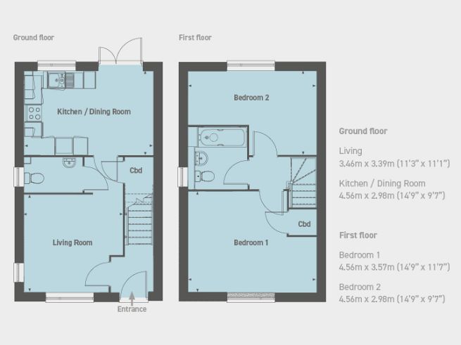 Floor plan, 2 bedroom house - artist's impression subject to change